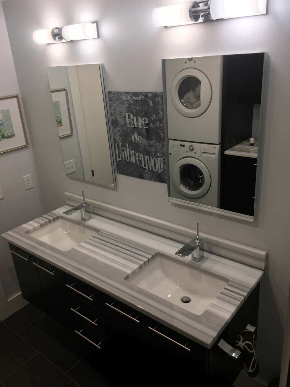 Modern laundry and bathroom and remodel- Wilton, CT